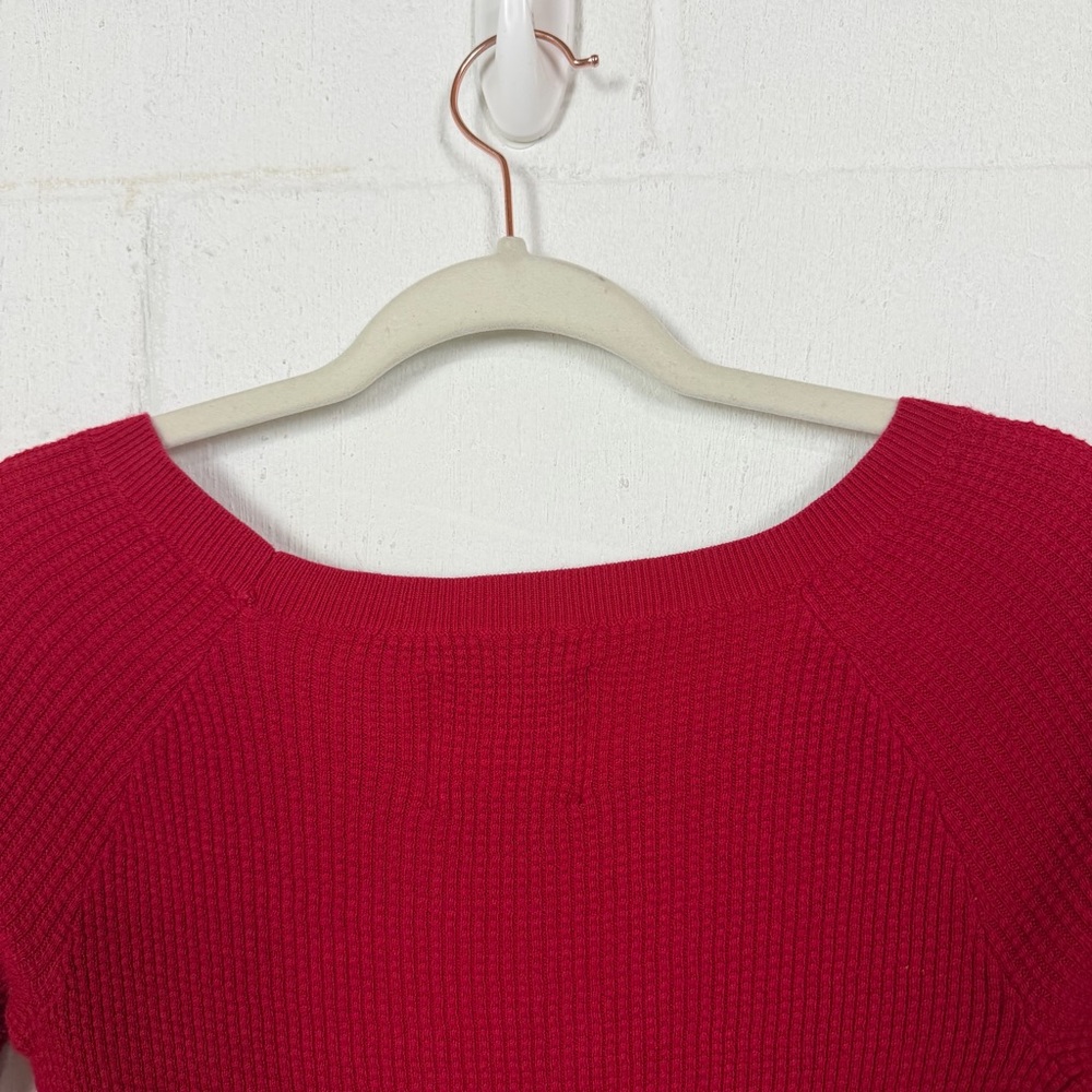 American Eagle Waffle Thermal Top Red Y2K 2010 Bella Swan Elena Gilbert M‎ - Picture 10 of 15